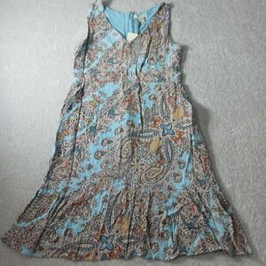 NWT Women's Cynthia Rowley Aqua Blue Paisley Tank Dress, Spring, Size 8